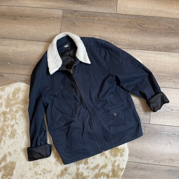 PAIGE Other - Paige navy blue full zip faux fur collar jacket